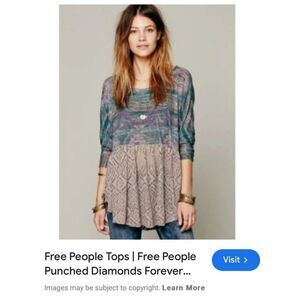 Free people size xs ex small punched diamonds forever top blouse